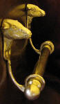 Goat Brackets with 5/8" rod and finials, side view