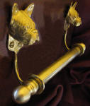 French Bulldog Bracket with 5/8" rod and finials, side view