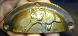 Red Fox Horizontal Drawer Pull, shown with patina