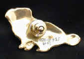 Tibetan Spaniel lapel pin in sterling silver, back view