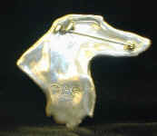 Sterling Silver Afghan Hound pin, back view