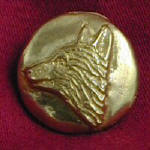 Profile Fox ,left facing Bronze Button