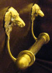 Long Haired Dachshund Brackets with 5/8" rod and finials, side view