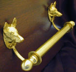 German Shepherd Brackets with 5/8" rod and finial, side view