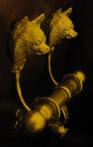 Chihuahua, long haired Duet Door Knocker, side view
