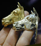 Horse Deluxe! Finger Pulls, nickel plated and bronze, side view