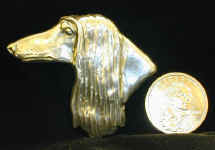 Sterling Silver Afghan Hound pin with dollar coin