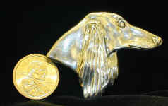 Sterling Silver Saluki Pin, with dollar coin