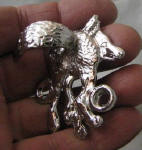 Fox Finger Pull, Nickel Plated, 3/4 view