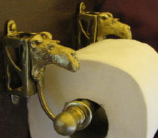 Wire Fox Terrier Toilet Paper Holder, side view